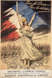 Plakat für das Abonnement des Nationaldarlehens: „Für die Fahne, für den Sieg“ - Illustration von Georges Bertin Scott (1873-1942) genannt Scott de Plagnolles von Georges Bertin Scott