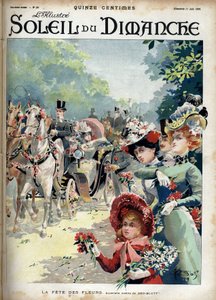 Blumenfest. Nach einem Aquarell von Geo Blott. Gravur in „Le sun-du-dimanche“, 11. Juni von Georges Blott