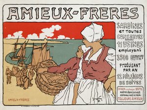 Werbung für Sardinen und Konserven Amieux-Frères, von Georges Fay von Georges Fay
