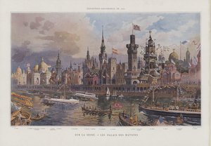 Pavillons ausländischer Nationen am Ufer der Seine bei der Weltausstellung 1900, Paris