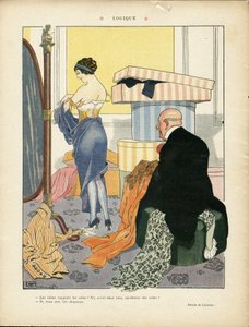 Illustration von Georges Leonnec (1881-1940) in Le Lire, 06/07/12 - Logik - Mode, Hut, Innere Architektur, Leben der Reichen - Frauen von Georges Leonnec