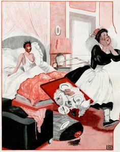 Die sogenannte Schönheitsmaske und das neue Dienstmädchen - Mein Gott! - Illustration aus La Vie Parisienne