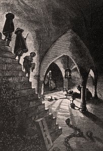 La Cave Pénale - Illustration aus L’Homme qui rit, 19. Jahrhundert von Georges Marie Rochegrosse