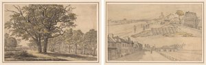 Landschaft (recto) Zwei Ansichten von Paris (verso) von Georges Michel