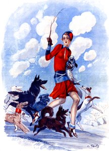 Frühlingsfrechheit, das Mädchen der Mumie in Gefahr - Illustration aus la Vie Parisienne
