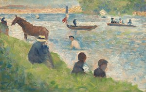 Pferde und Boote, Studie für Badende in Asnières