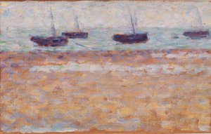Vier Boote in Grandcamp von Georges Seurat