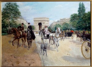 Reiter und Kutscher auf der Avenue du Bois in Paris von Georges Stein