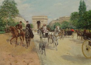 Reiter und Kutschen auf der Avenue du Bois, 1910 von Georges Stein