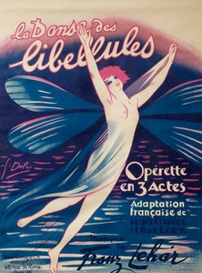 Plakat für Tanz der Libellen, Operette, französische Adaption von Roger Ferreol und Max Eddy, Musik von Franz Lehar, Max Eschig Verlag, Paris von Georges pseudonym of Edmond Vernier Dola