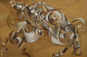 Löwe greift ein Pferd an, 1917-1918 von Georgy Bogdanovich Yakulov