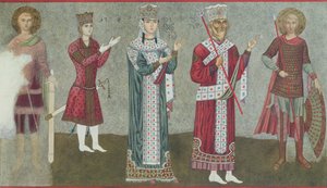 Kopie eines Freskos, das Königin Thamar (1184-1213) und ihren Vater König Grigori III. (1156-1184) darstellt von Georgian School