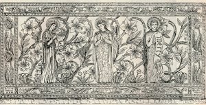 Weißes Altartuch, Pfarrkirche, Cheddleton, ca. 1891 von Gerald Callcott Horsley