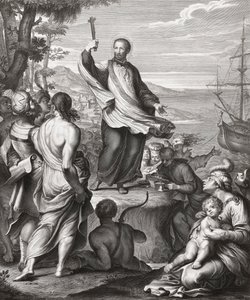 Der heilige Franz Xaver predigt von Gerard (after) Edelinck