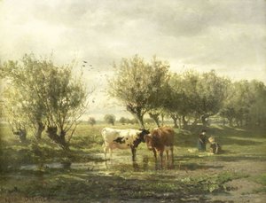 Kühe an einem Teich von Gerard Bilders (signed by artist)