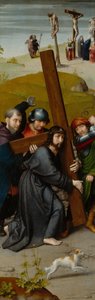 Christus trägt das Kreuz, mit der Kreuzigung, ca. 1510 von Gerard David