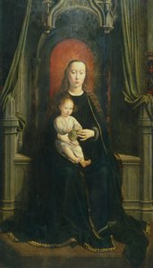 Thronende Madonna mit Kind oder Madonna der Trauben, zentrale Tafel des Cervara-Altarbildes von Gerard David