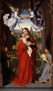 Jungfrau und Kind mit vier Engeln von Gerard David