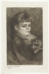 Porträt von Eleonora Bos mit Katze von Gerard Jan Bos (signed by artist)