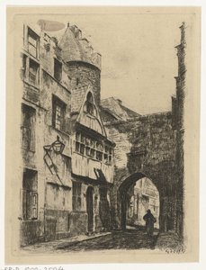 Straßenszene Bei dem Steen in Antwerpen von Gerard Jan Bos