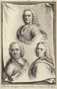 Porträts von Elias van Nijmegen, Gerard Sanders und Dionys van Nijmegen von Gerard Sanders