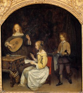 Das Konzert: Sänger und Spieler der Laute Theorbe von Gerard ter Borch