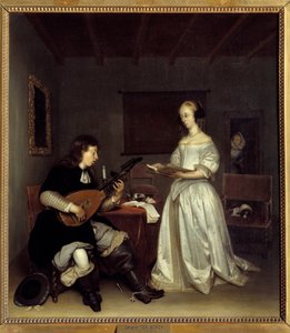 Das Duo; Sänger und Lautenspieler. Gemälde von Gerard Ter Borch von Gerard ter Borch