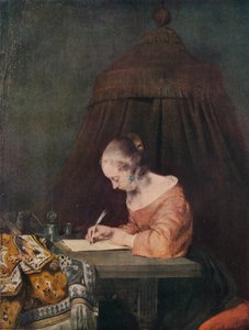 Frau, die einen Brief schreibt, ca. 1655, 1938 von Gerard Terborch II