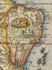 Karte von Südamerika, 1593 (beschnitten) von Gerard de Jode