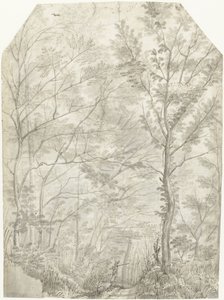 Wald der Villa Madama außerhalb Roms, mit einem Jäger von Gerard ter Borch (I)