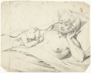 Venus im Bett mit zuschauendem Cupido von Gerard ter Borch (I)