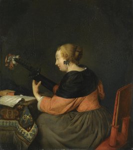 Eine Dame, die Laute spielt von Gerard ter Borch
