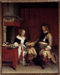 Der Militärgalante oder junge Frau, der ein Mann Geld anbietet von Gerard ter Borch