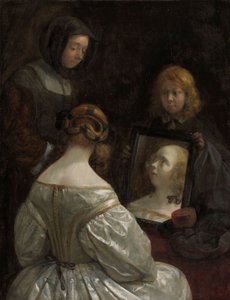 Frau vor einem Spiegel von Gerard ter Borch