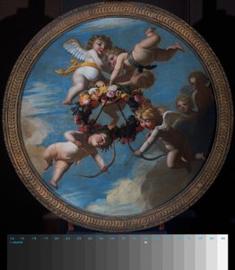 Putti mit einem Blumenkranz von Gerard van Honthorst (workshop of)
