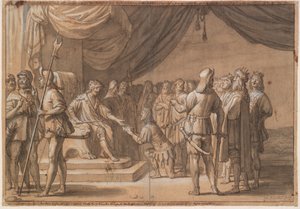 Frode Fredegod wird von vielen Königen begrüßt von Gerard van Honthorst