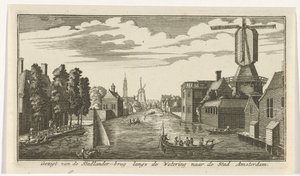 Ansicht entlang der Wetering auf Amsterdam von Gerardus Condet