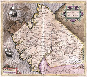 Galicien, Santiago de Compostela, Monforte de Lemos, Nordwestspanien (Gravur) von Gerardus Mercator