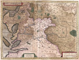 Saintonge mit La Rochelle und Ile Oleron, Frankreich von Gerardus Mercator