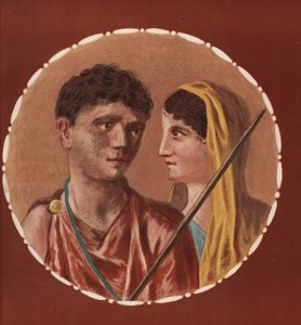 Porträt eines Mannes und einer Frau aus einem nicht identifizierten Haus in Pompeji. Chromolithographie von Victor Steeger nach einer Illustration von Geremia Discanno aus Emile Presuhn (1844-1878) Die schönsten Gemälde von Pompeji, Leipzig