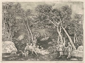 Nymphen in einer Landschaft von Gerhard Janssen