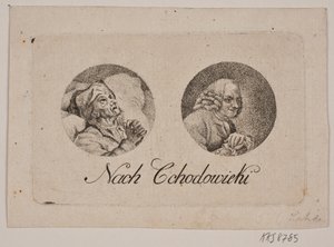 Blatt mit zwei Rundporträts von Gerhard Ludvig Lahde