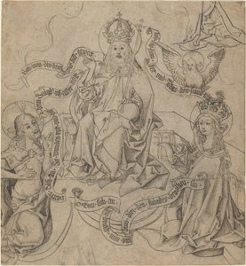 Christus und Maria, die bei Gott dem Vater Fürsprache einlegen