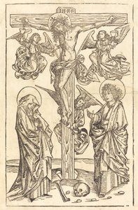 Christus am Kreuz mit Engeln von German 15th Century