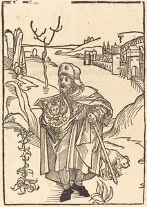 Gerson als Pilger mit Stadt im Hintergrund von German 15th Century