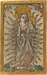 Madonna und Kind in einer Glorie auf einer Mondsichel stehend von German 15th Century