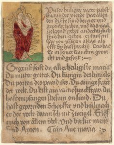Madonna und Kind in einer Glorie mit einem Ablass und einem Gebet