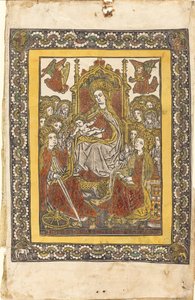 Die Madonna auf dem Thron mit achtzehn heiligen Frauen von German 15th Century or Master with the Mountain Like Clouds
