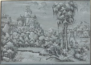 Landschaft mit einem Schloss von German 16th Century