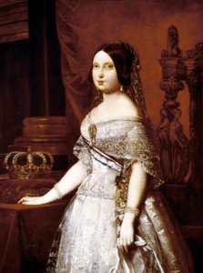 Porträt der Königin von Spanien, Isabella II. von Spanien (1830-1904), Königin von Spanien. Gemälde von German Hernandez Amores (1823-1894) von German Hernandez Amores